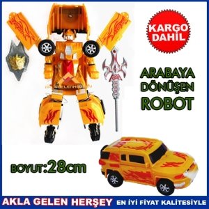 Ücretsiz Kargo ARABAYA DÖNÜŞEN BÜYÜK BOY 28cm SAVAŞÇI ROBOT