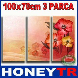 100x70cm 3 PARÇALI CANVAS TABLO PASTEL ÇİÇEK
