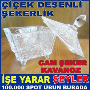 14X10X5 CM ÇİÇEK DESENLİ CAM ŞEKER KAVANOZ