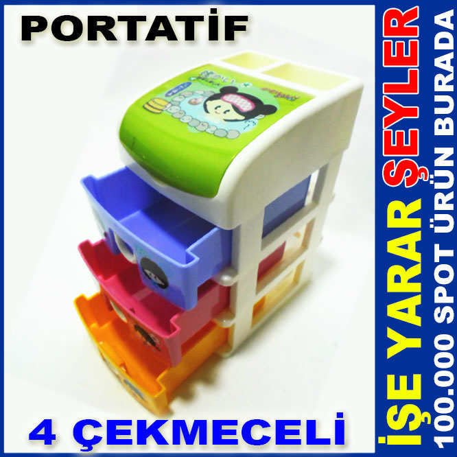4 ÇEKMECELİ PORTATİF MASAÜSTÜ ARAÇ GEREÇ KUTUSU
