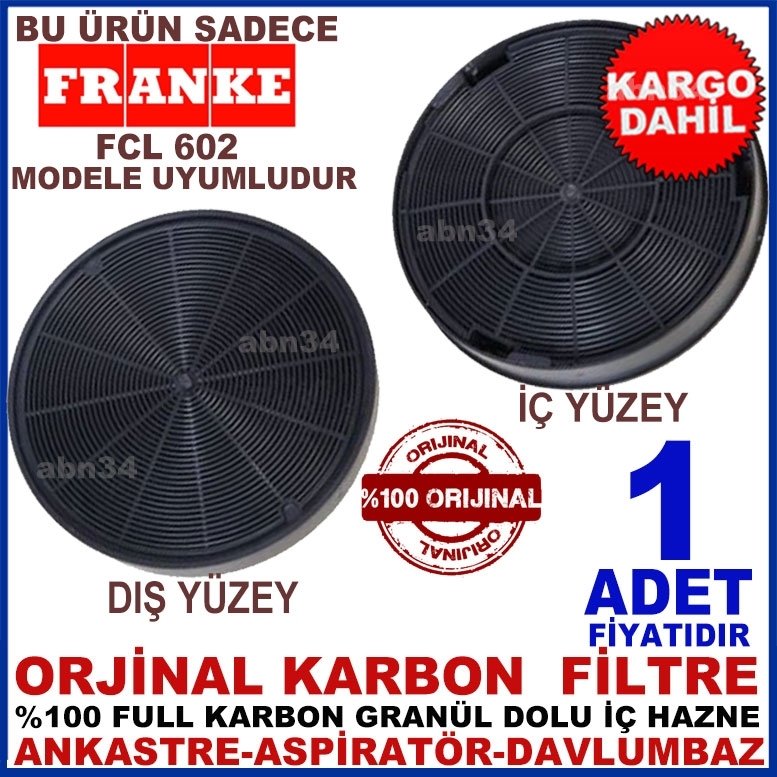FRANKE FCL 602 MODEL ANKASTRE DAVLUMBAZ GRANÜL KARBONLU FİLTRE
