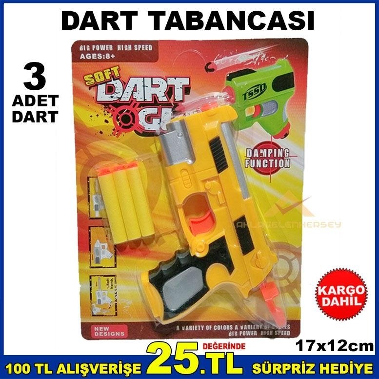 3 ADET DART DAHİL OYUNCAK DART TABANCASI 17x12cm
