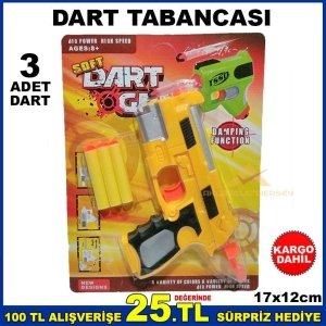 3 ADET DART DAHİL OYUNCAK DART TABANCASI 17x12cm