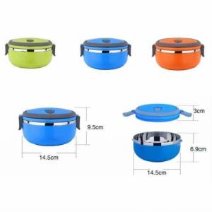 Paslanmaz Çelik İç Yüzeyli İkili Yemek Termosu 2 Kaplı Sıcak-Soğuk Isı Korumalı Renkli Sefer Tası kaliteli