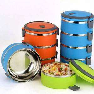 Paslanmaz Çelik İç Yüzeyli İkili Yemek Termosu 2 Kaplı Sıcak-Soğuk Isı Korumalı Renkli Sefer Tası kaliteli