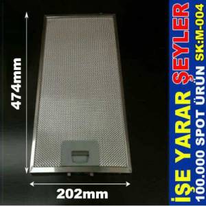 Kokuyu,Dumanı ve Buharı Emen 474x202 mm Ankastre Sürgülü Aspiratör Filtresi Alüminyum Kartuş Filtre