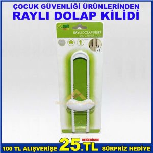 ÇOCUK GÜVENLİĞİ ÜRÜNLERİNDEN DOLAP KAPAKLARI İÇİN RAYLI DOLAP KİLİDİ