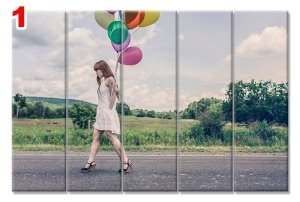 KIZ BALON YOLDA 7 STİL 5 PARÇALI KANVAS TABLO