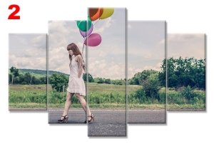 KIZ BALON YOLDA 7 STİL 5 PARÇALI KANVAS TABLO
