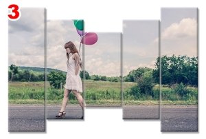 KIZ BALON YOLDA 7 STİL 5 PARÇALI KANVAS TABLO