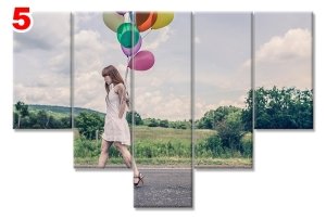 KIZ BALON YOLDA 7 STİL 5 PARÇALI KANVAS TABLO