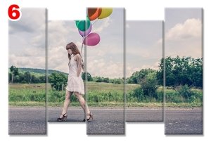 KIZ BALON YOLDA 7 STİL 5 PARÇALI KANVAS TABLO