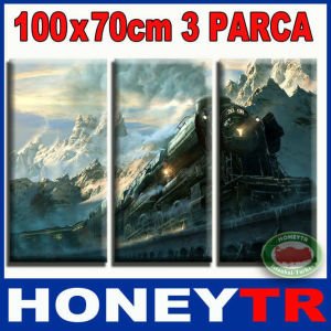 100x70cm 3 PARÇALI CANVAS TABLO TREN