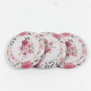 Cam Konserve Kapağı Silikon Contalı 3 adet 8.5cm çiçek desenli konserve kavanoz kapağı