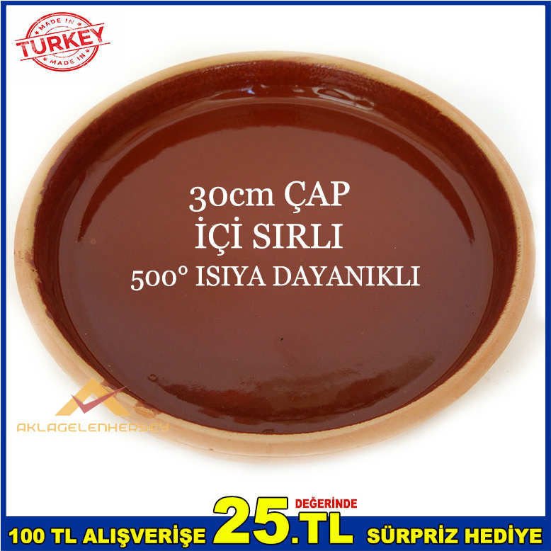 YUVARLAK FIRIN GÜVEÇ KABI 30cm BÜYÜK BOY YUVARLAK TOPRAK GÜVEÇ FIRIN TEPSİSİ-1