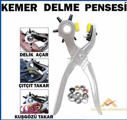 Deri Kumaş Kemer 5 Farklı Ölçüde Delme Pensesi