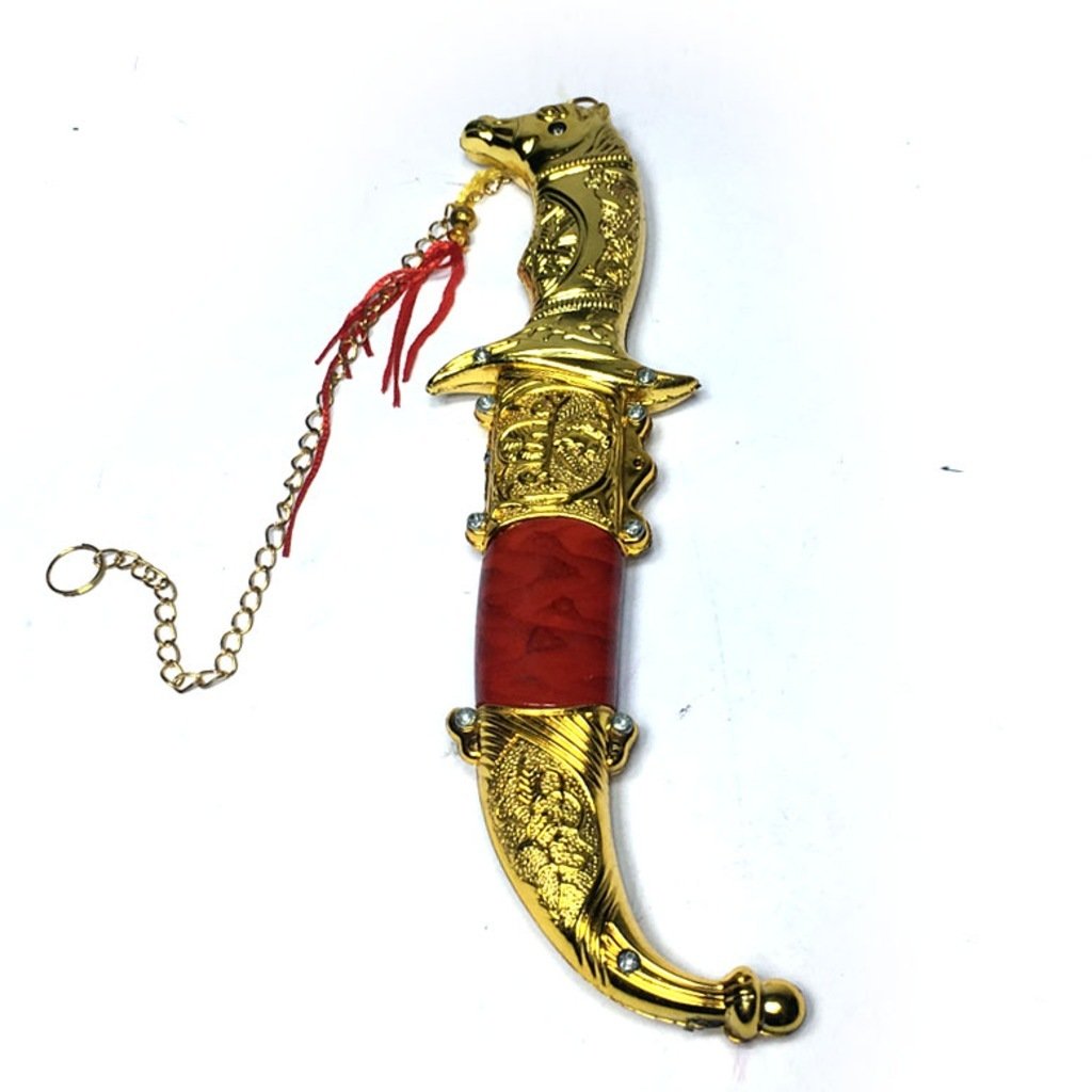 Dekoratif Kurt Başlı  Hançer Hediyelik Osmanlı Kaması 21 cm Boy