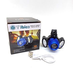 ZOOM ÖZELLİKLİ, KIRMIZI- MAVİ POLİS IŞIKLI, ŞARJLI, GÜÇLÜ ZAYIF IŞIK MODLU İBİCO BİSİKLET LAMBASI