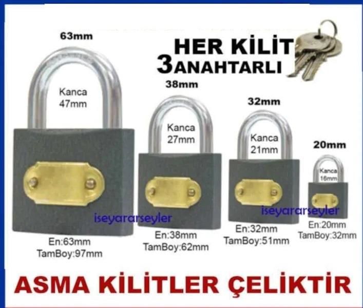 63mm Gövdeli Çelik Asma Kilit kapı Kilidi