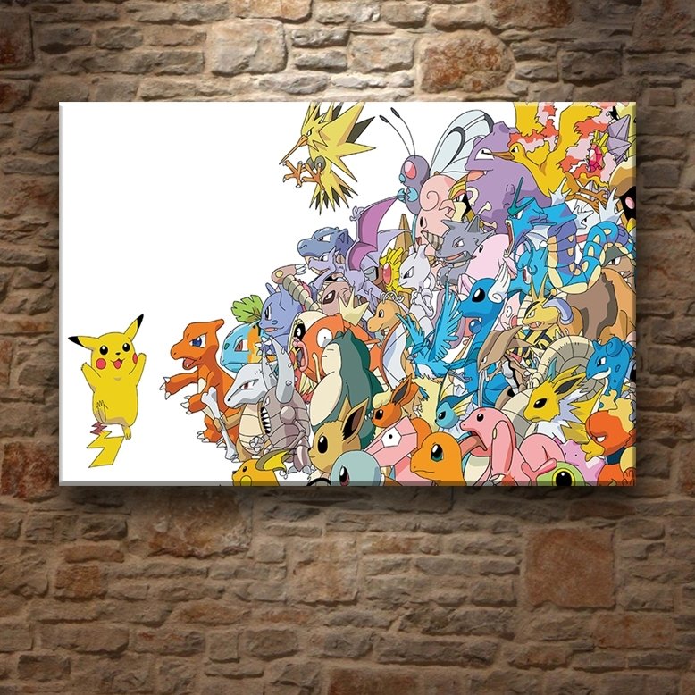 POKEMON İLK SERİ 7 değişen ölçü ORİJİNAL KANVAS TABLO