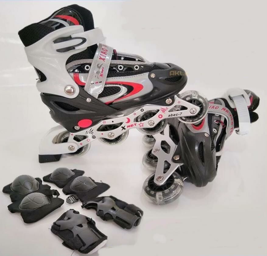 Işıklı Silikon Tekerli m-35-38 Ayarlanabilir Siyah Paten Set