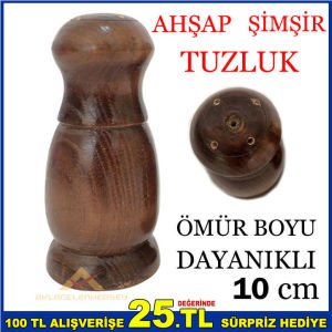DAYANIKLI 10 CM AHŞAP ŞİMŞİR TUZLUK BAHARATLIK