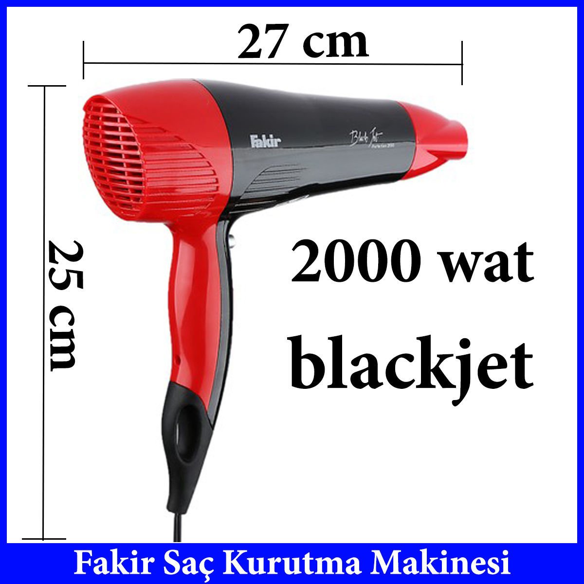 Fakir Blackjet Saç Kurutma Makinesi - Kuaför Tipi Büyük Boy Fön Makinesi 2000 Wat Garantili