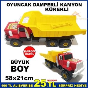 58cm BÜYÜK BOY KÜREKLİ OYUNCAK DAMPERLİ KAMYON