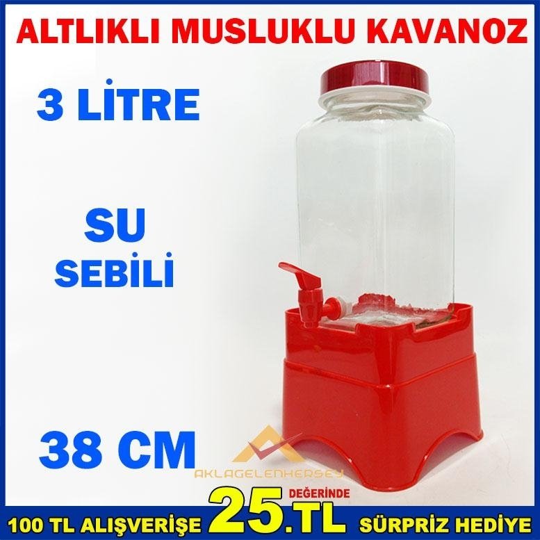 3 LT ALTLIKLI MUSLUKLU CAM KAVANOZ SU SEBİLİ