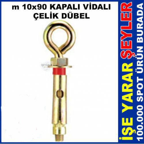 2 Ad. m 10x90 Kapalı Vida Kancalı Çelik Dübel Kd