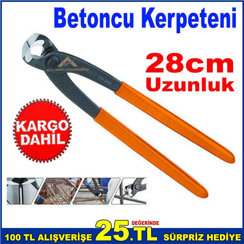 Betoncu Kerpeteni 28cm Uzunluğuna Sahip Oksit Kaplamalı Uzun Boy Demirci Betoncu Pensesi -2