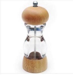 Şeffaf Akrilik Gövdeli Ahşap Seramik Dişli Karabiber Tuz Değirmeni
