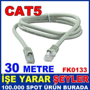 30 METRE CAT5 ETHERNET KABLOSU 2 UCU JACKLI