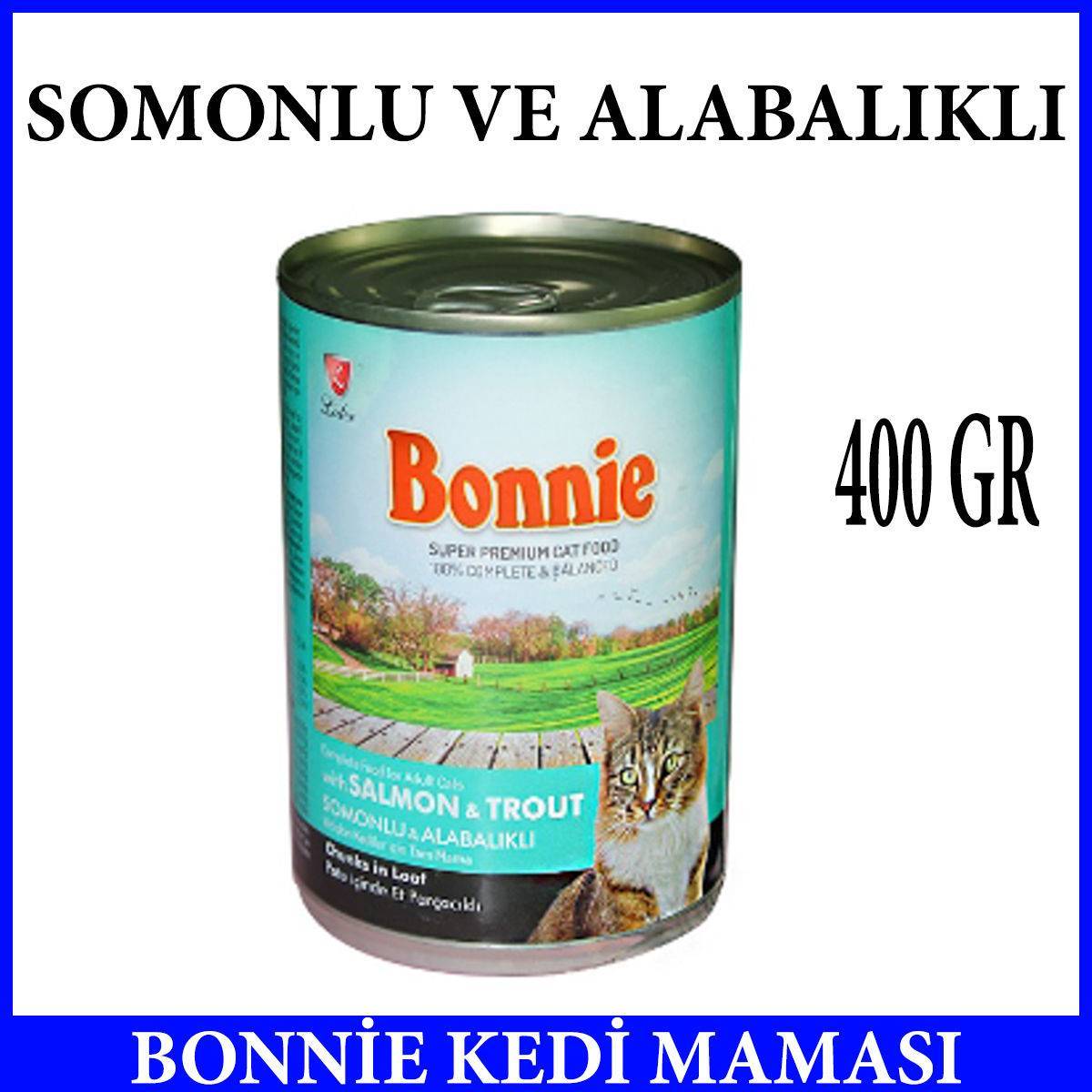 Bonnie Somonlu Ve alabalıklı Yetişkin Kedi maması - Yaş Mama Et Parçacıklı Ve Besin Değeri Yüksek