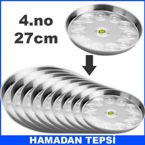 4.no 27cm Ömür Boyu Garantili Paslanmaz Çelik Fırın Tepsisi Kolay Isınıp Soğuyan Hamadan Tepsi