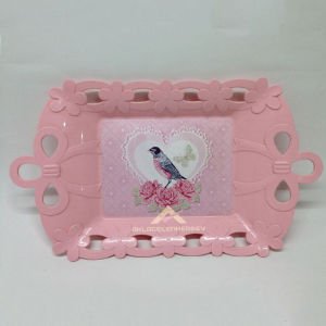 Çiçek Desenli Dikdörtgen Servis Tepsisi 39x23cm Ebatında Tepsi Şık Tasarım Plastik Sunum Tepsisi