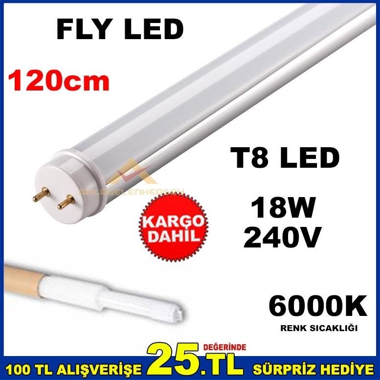 120cm FLY T8LED 18W 6000K BEYAZ FLORESAN LED CAM