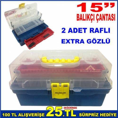 Çiftsan 15'' Balıkçı Takım Çantası 17x31x15cm Şeffaf 2 Adet Raflı Ve Extra Gözlü Profesyonel Çanta