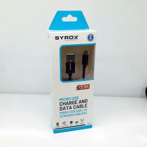 Syrox 2.0 Amper Micro Usb Hızlı Şarj Cihaz Kablosu 2 Metre C17