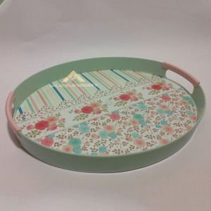 Desenli Servis Tepsisi 30x35cm Ebatında Elips Tepsi Şık Tasarım Plastik Sunum Tepsisi