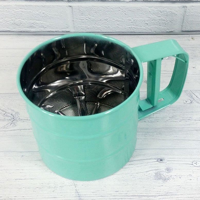 Kupa Bardak Şeklinde Pratik Çarklı Un Eleği Un,Pudra Şekeri Kek Pasta Yapmak Süslemek İçn Elek