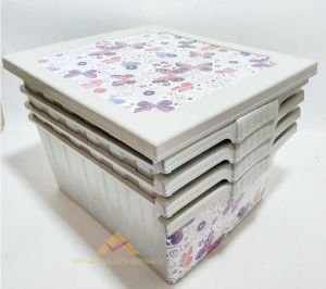 BÜYÜK BOY 4 ÇEKMECELİ KELEBEK DESENLİ KOMİDİN