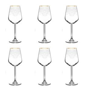 MCS 5303 Altın 31 Parça 6 Kişilik Dantel Desenli Cam Bardak Seti