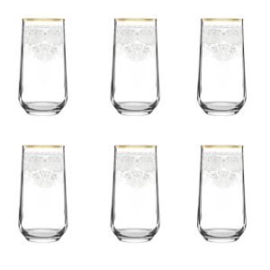MCS 5303 Altın 31 Parça 6 Kişilik Dantel Desenli Cam Bardak Seti