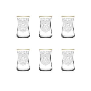 MCS 5303 Altın 31 Parça 6 Kişilik Dantel Desenli Cam Bardak Seti