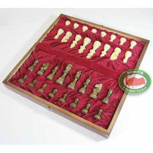 Katlanır Sandukalı Ahşap Satranç Takımı Polyester Kaplama Kadife iç Yüzeyli Ahşap Satranç Takımı