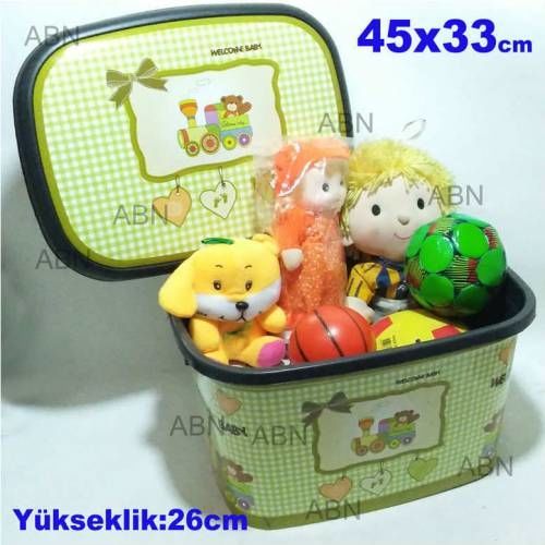 WELCOME KUTU 45x33cm ÇEVRESİ VE KAPAĞI DESENLİ OYUNCAK KUTUSU