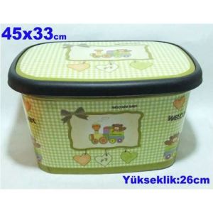 WELCOME KUTU 45x33cm ÇEVRESİ VE KAPAĞI DESENLİ OYUNCAK KUTUSU