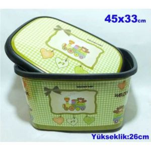 WELCOME KUTU 45x33cm ÇEVRESİ VE KAPAĞI DESENLİ OYUNCAK KUTUSU