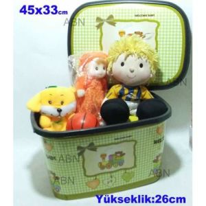 WELCOME KUTU 45x33cm ÇEVRESİ VE KAPAĞI DESENLİ OYUNCAK KUTUSU